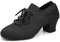 Uonpie Zapatos de Baile Latino Mujer Práctica Salsa Tango Moderno Jazz Cerrados con Cordones Tacón Bajo Negro, 37 EU