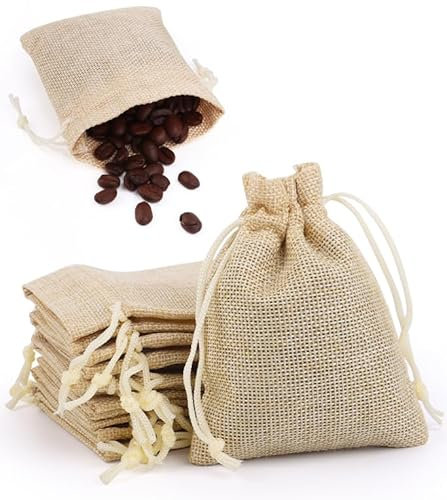 VFANDV Sacs en Lin, 30 Pièces 7x9cm Réutilisable Sac Cadeau avec Cordon Serrage, Cottonbag Sac en Coton pour Sacs Cadeaux, Mariage, Bijoux, Noël Fête