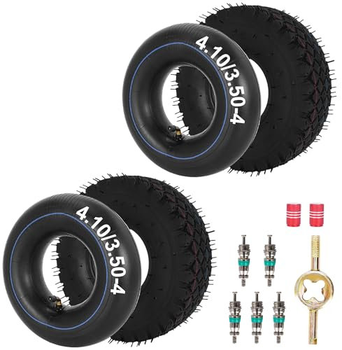 4.10/3.50-4 Reifen mit Schlauch Satz für ATV Quad 4 Wheelers Go Kart Rasenmäher Schneefräse Hand Truck Traktor Schubkarre Generator Utility Cart Mini Bike 2 Satz (Quadrat)