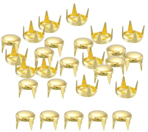 sourcing map 160Pcs Gold Round Dome Rivets, 5mm Brass Spike Studs Spots Punk Rock Nailheads Claw Beads for DIY Clothes Belt Bag Shoes Bracelet Leather Craft