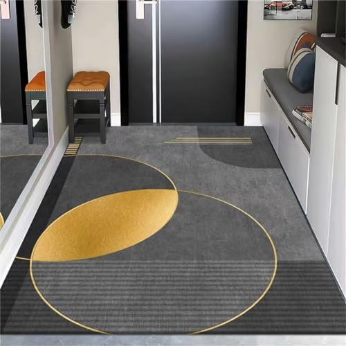 Xiaosua Teppich Wohnzimmer Kurzflor140x200CM Teppich Unter Esstisch Teppich babyzimmer Junge Gelber, moderner, schmutzabweisender Teppich mit geometrischem Muster grau