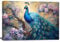 ZQQART Pfau Leinwand Wanddekoration eleganter Pfau Blumenbaum Bilddrucke Vogel Tiergemälde Schlafzimmer Büro Wanddekoration gerahmt(Blau,30x45cm)
