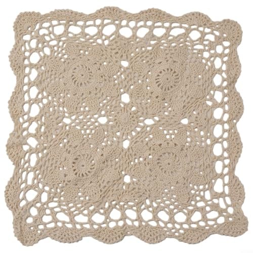 Countryside Vintage-Tischdecke, 40 X 40 cm Quadratisch Baumwolle Spitze Gehäkelt Blumenmuster, Florale Häkel Tischdecke Für Cafè, Restaurant, Buchladen
