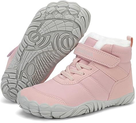 Mishansha Stivali Neve Bambino Caldo Comode Scarpe Barefoot Invernali Antiscivolo Leggere Scarponcini da Neve Ragazzi Ragazze Stivaletti Inverno con Imbottitura, Chill II, Rosa 34 EU