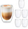 Relaxdays Vasos de Doble Pared para Latte Macchiato, Set de 6, Vidrio, 350 ml, Aptos para Lavavajillas, Transparente