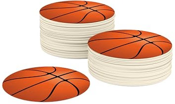 Untersetzer für Gläser mit Basketball I Orange Runde Bierdeckel (50 Stück) aus Pappe (⌀10cm) I NBA Tischdeko