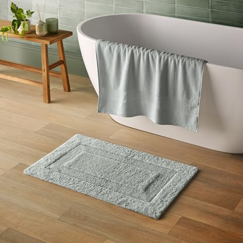 Silentnight Supersoft Bathmat Grey - Super Soft & Super Absorbent 100% Cotton BCI - Quick Drying Plush Texture Non-Slip Base Bathmat - 80 x 50cm - Machine Washable, Grey