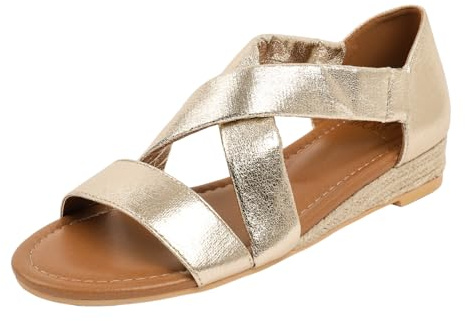 Fashion Thirsty Women Casual Summer Flat Sandals Cross Strap Wide Feet Flatform Strappy Beach Holiday Sandals Open Toes Extra Wide Ladies Shoes