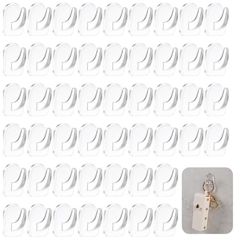 YqsIbth Clear Adhesive Wall Hooks for Hanging, 50PCS Clear Self Adhesive Hooks, Transparent Reusable Heavy Duty Hooks for Kitchen Bathroom Bedroom Office