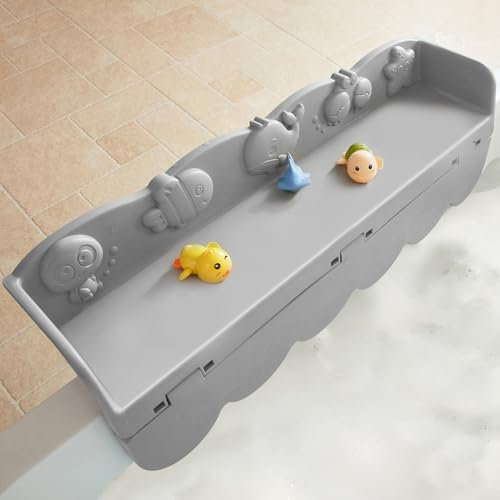Big Size Ocean Animals Bathtub Splash Guard for Kids, Rotatable Design Bath Tub Tray, Tub Shelf and Organizer for Baby Bath Toys, Bath Toy Tolder for Toddlers Kids Baby