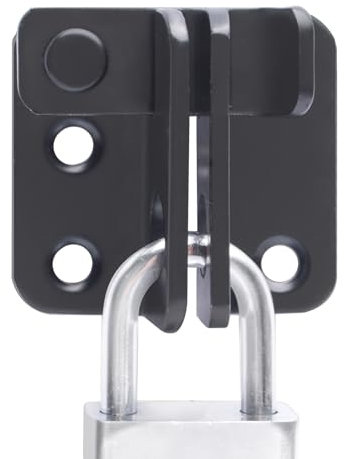 Black Stainless Steel Shed Door Lock Latch Left Open, Small Size Bolt Lock with Padlock Hole, 90 Degree Door Lock Gate Latch for Wooden Gates,Barns,Cabinets,Outdoor Indoor Security（with 4pcs Screws）
