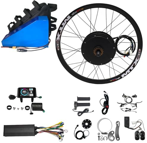 Ebike 72V 3000W 24 26 27.5 29”700C MTX39 Rear Wheel Conversion Kits with Surron Style Full Bar Twist Throttle & 72V 26AH Triangle Battery (29 Inch Rear)