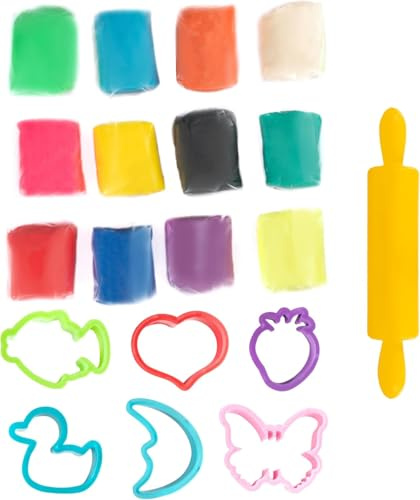 Genio Kids Set di 12 Pezzi di Plastilina per Bambini 650g con 7 Accessori - Morbida Plastilina Atossica - Pasta Modellabile Autoindurente Composizione Naturale - Pongo per Bambini 3 Anni+