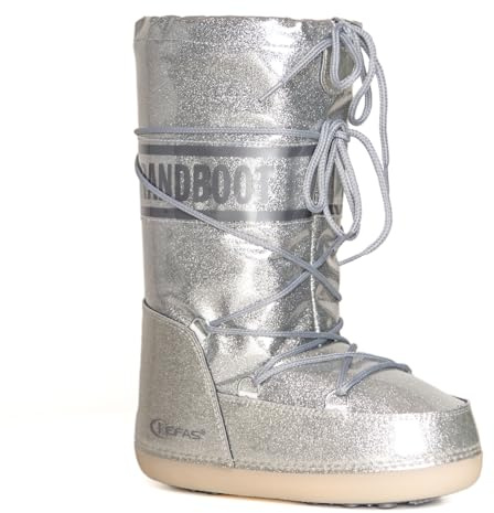 Kefas GRANDBOOT Stivali da Neve Donna – Doposci Outdoor – Scarpe Neve Termiche Impermeabili con Fodera Calda e Suola Antiscivolo – Argento Glitter