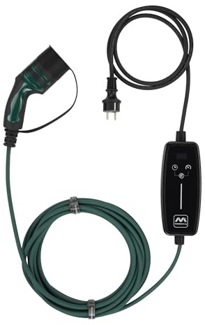 Masterplug Cavo di Ricarica EV per Veicoli Elettrici e Ibridi, 5 metri, Modo 2, Spina UE Schuko a 3 Poli Verso Connettore Auto Tipo 2, 2,3 kW, 10 A, EVCM221005G/EU