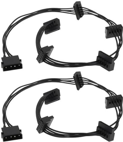 ECSiNG 2pcs IDE Mo-lex 4Pin to 5x SATA Hard Drive Power Cable Adapter 60cm for PC Drive