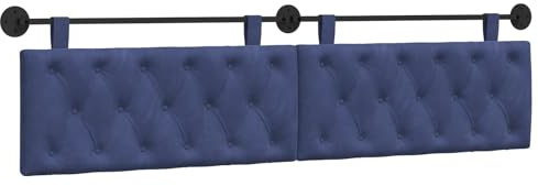 vidaXL Hängendes Kopfteil Polizeiblau Samt, Schlafzimmer, modernes Wand-Kopfteil, rechteckig mit Samtbezug, gesteppt, Holzwerkstoff, platzsparende Dekoration