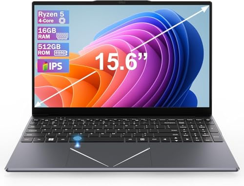 Ordinateur Portable 15,6 FHD IPS, AMD Ryzen 5 3500U, 16Go RAM, 512Go SSD | RJ45, WiFi 2.4/5GHz, Bluetooth, USB 3.0 x2, HDMI x1, PC Portable pour Bureautique, Études, Jeux Légers et Usage Quotidien