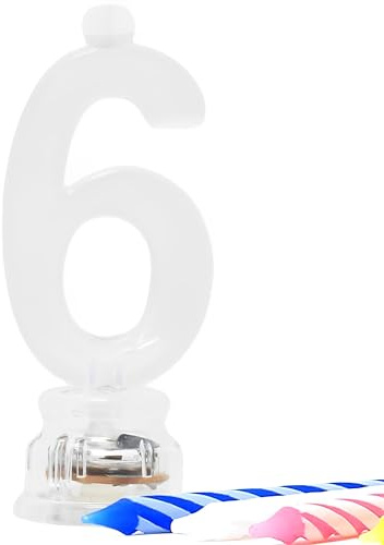 Unique Party 37536 - Colour Changing Flashing Number 6 Birthday Candle Holder with 4 Candles
