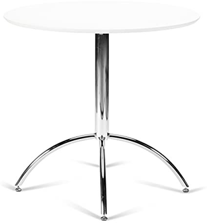 Your Price Furniture.com Kimberley Dining Table With Chrome Metal Legs - Kitchen Cafe Bistro Style Style Small Round Table Choice of White or Natural (White)