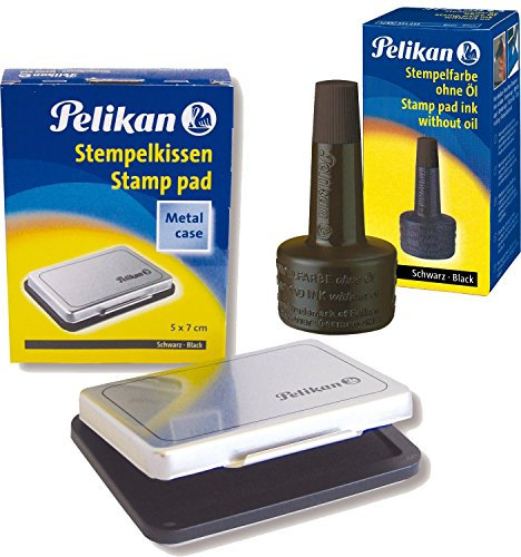 Pelikan Stempelkissen 3, getränkt, 70 x 50 mm, (Frustfreie Verpackung) + 28 ml, schwarz