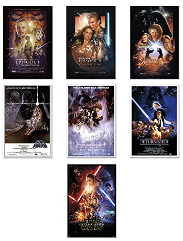 Star Wars Episode I, II, III, IV, V, VI & VII – 7 Stück Film Poster/Kunstdruck Set (7 Regular Style Poster) (Größe: je 61 x 91,4 cm)
