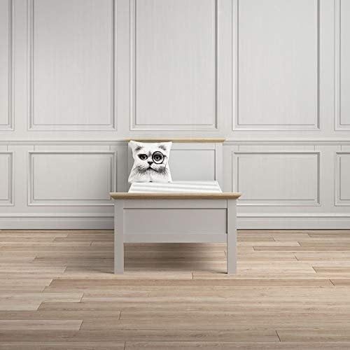 Froschkönig24 Paris Einzelbett 90x 200 cm Bett Bettgetell Weiß/Eiche Struktur