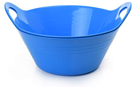 Mintra Home Plastic Bowls with Handles (4.5L Large 2pk, Blue)