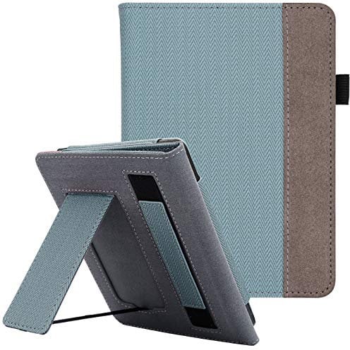 WALNEW Stand Case Fits Kindle Paperwhite 10th Generation 2018 (Model No.PQ94WIF) PU Leather Case Smart Protective Cover with Hand Strap, Blue