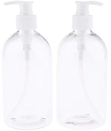 Tenlacum Lot de 2 flacons de shampooing vides à pompe, rechargeables pour après-shampoing, gel pour cheveux, savon liquide, lotions, huiles de massage - Pompe transparente (500 ml, pompe blanche)