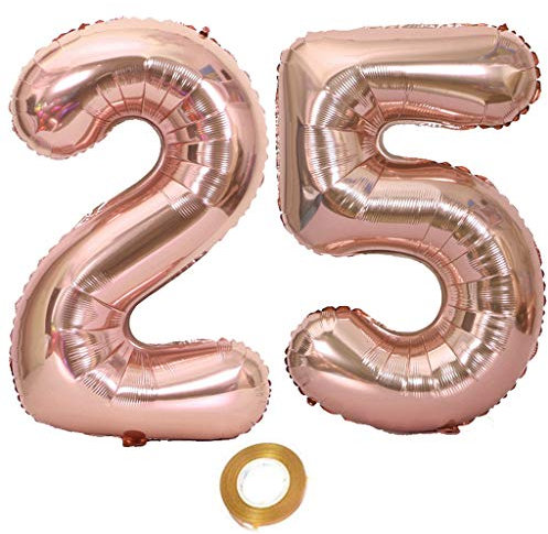 Luftballons Zahl 25 rosegold Nummer 25 Luftballon 25 Rosegold Folienballon 25. Geburtstag deko frauen, 32 Zoll Große Ballon Zahl 25 Riese Heliumfolie 25 jahre Geburtstag deko frau Mädchen