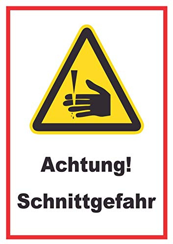 HB-Druck Achtung Schnittgefahr Schild A2 Rückseite selbstklebend