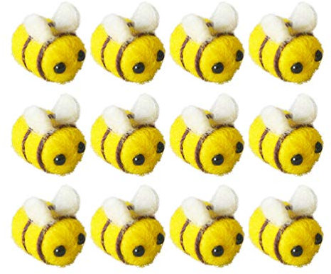 Healifty 12PCS Wool Felt Bumble Bee Craft Balls Craft DIY Supplies for Baby Shower Gender Reveal Party Nursery Tent Decoration