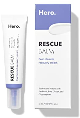 Hero Cosmetics Rescue Balm Post-Blemish Recovery Cream - Intensive Nourishing and Calming for Dry, Red-Looking Skin - Dermatologist Tested (15 ml, 0.5 fl. oz)
