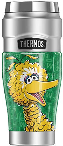 Sesame Street Big Bird Character THERMOS STAINLESS KING Stainless Steel Travel Tumbler, Vacuum insulated & Double Wall, 16oz