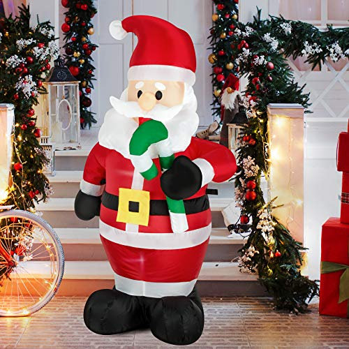 FARONZE Christmas Inflatable Nutcracker Giant Lighted Interior/Airblown Inflatable Christmas Decoration with Built in Fan and Anchor Ropes (4FT-Santa)