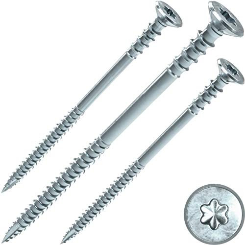 INNONEXXT® Lot de 100 vis d'ajustement de qualité supérieure - 6 x 120mm, T30 - Bleu galvanisé - Acier - Rainures de fraisage - Pointe coupée, Tête fraisée, Filetage anneau et filetage à bois
