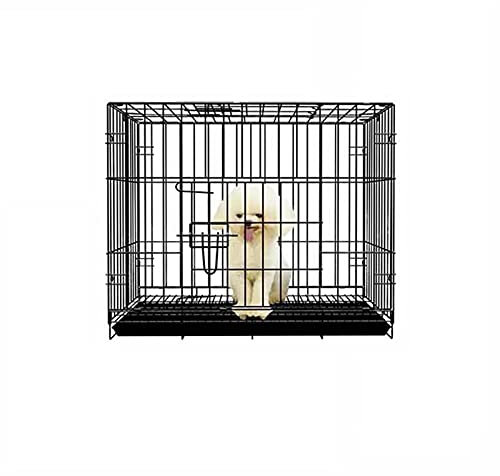 Schwarz Metalldraht Hundekiste Foldingdurable Hundekäfigkiste Abnehmbar Hundeträger Leicht Zusammenzubauen Für Klein Hunde Mit Plastik Tablett Fußpolster Futternapf Stoff Hundehütt-Schwarz 70x50x60cm