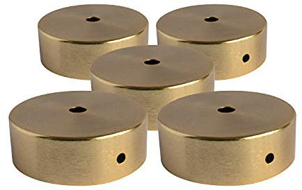 AMARCORDS - 5 Baldachin rosetten aus Metall, Farbe GOLD, Lampengehäuse komplett mit Kabelklemmenzubehör, Schrauben und Deckenhalterung. Durchmesser 77 mm, Höhe 26 mm