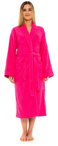 CICK Towelling Bath Robe Premium Quality Bathrobes for Women Highly Absorbent 100% Cotton Shawl Design for Men & Women for Loungewear and Gifts LXL Fuchsia