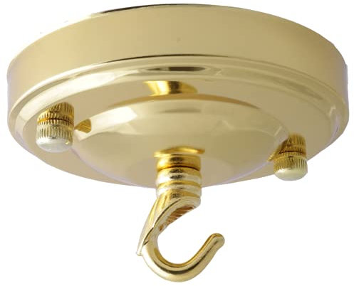 Art Deco Emporium 2 Pack Vintage Period Styled Complete Metal Ceiling Rose with Chain Hook (Fully Earthed) in Brass Finish