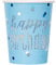 Unique- Gobelets en Carton Fête d'anniversaire à Thème Bleu et Argent Foil Glitz-Paquet de 8, 82247, Blue, Happy Birthday