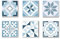 Lot de 6 sous-verres de taille 10 x 10 cm avec imprimé original toucher doux et doux de 2 mm d'épaisseur (10 cm, Eileen bleu)