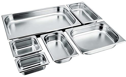 Konzept 11 - Recipiente GN (GN 1/1, altura 65 mm) de acero inoxidable, 1 litro, recipiente para ingredientes para pizza, recipiente gastro de diferentes tamaños y alturas, recipiente gastronorm