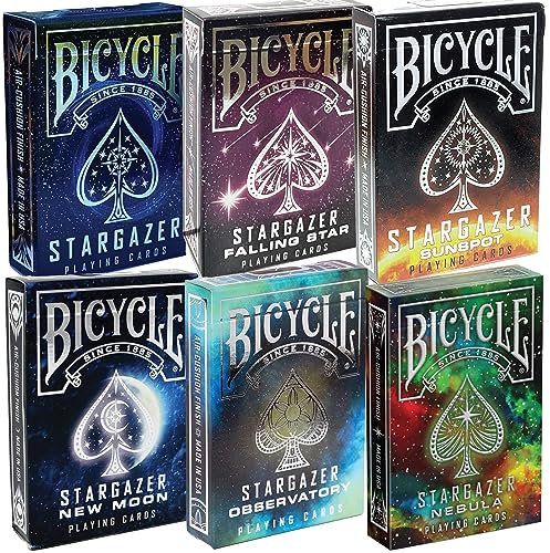Fahrrad Spielkarten 6 Deck Sammelpaket | Fahrrad Stargazer Neumond | Stargazer Observatory | Stargazer Nebula | Fahrrad Stargazer | Fahrrad Stargazer Sonnenfleck | Fahrrad Asteroid
