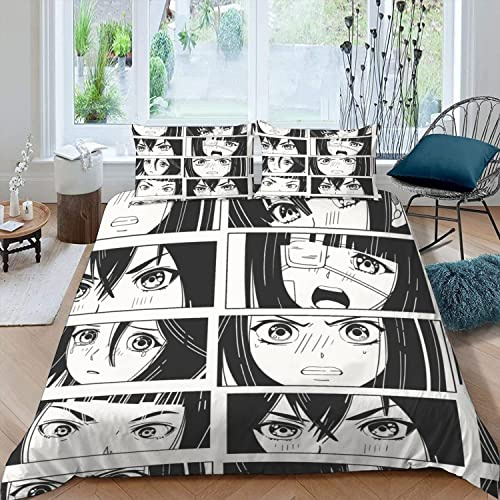 NYSMGS Anime Bettwäsche 135x200 3D Motiv Anime Bettbezug Mit Reißverschluss Sommer Weiche Mikrofaser Bettwäsche-Set Bettbezüge Mit 2 Kissenbezug 80x80 cm Für Kinder Junge Mädchen