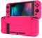 eXtremeRate Schutzhülle Kompatibel mit Nintendo Switch Joy Con Konsole, Case Schutzhülle Zubehör trennbare andockbare Hülle für Nintendo Switch(Leuchtend rosa)
