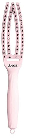 Olivia Garden Fingerbrush Care Iconic - Small - Pastel Pink - Brosse Démêlante en Poils de Sanglier & Nylon pour Cheveux Sains et Brillants