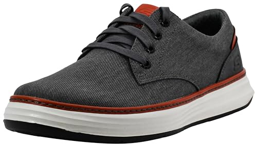 Skechers Men's Moreno Canvas Oxford Shoe Charcoal/Orange 11W