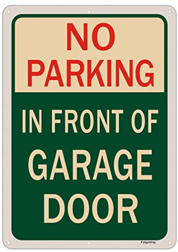 No Parking in Front of Garage Door Signs 14 x 10 Inches Do Not Block Garage Signs No Parking Gate Signs Metal Reflective Sturdy Rust Aluminum Weather Resistant Waterproof Durable Easy to Install